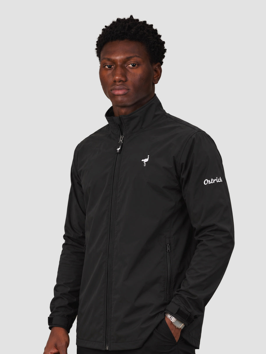 Jacket Highland, black waterproof golf jacket, front view